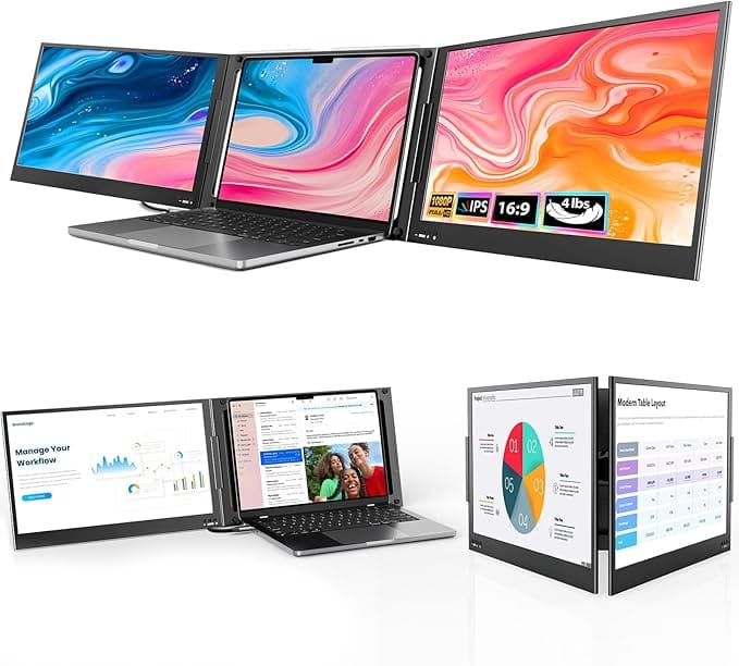 Portable triple monitor setup with QQH Z80A aluminum alloy design