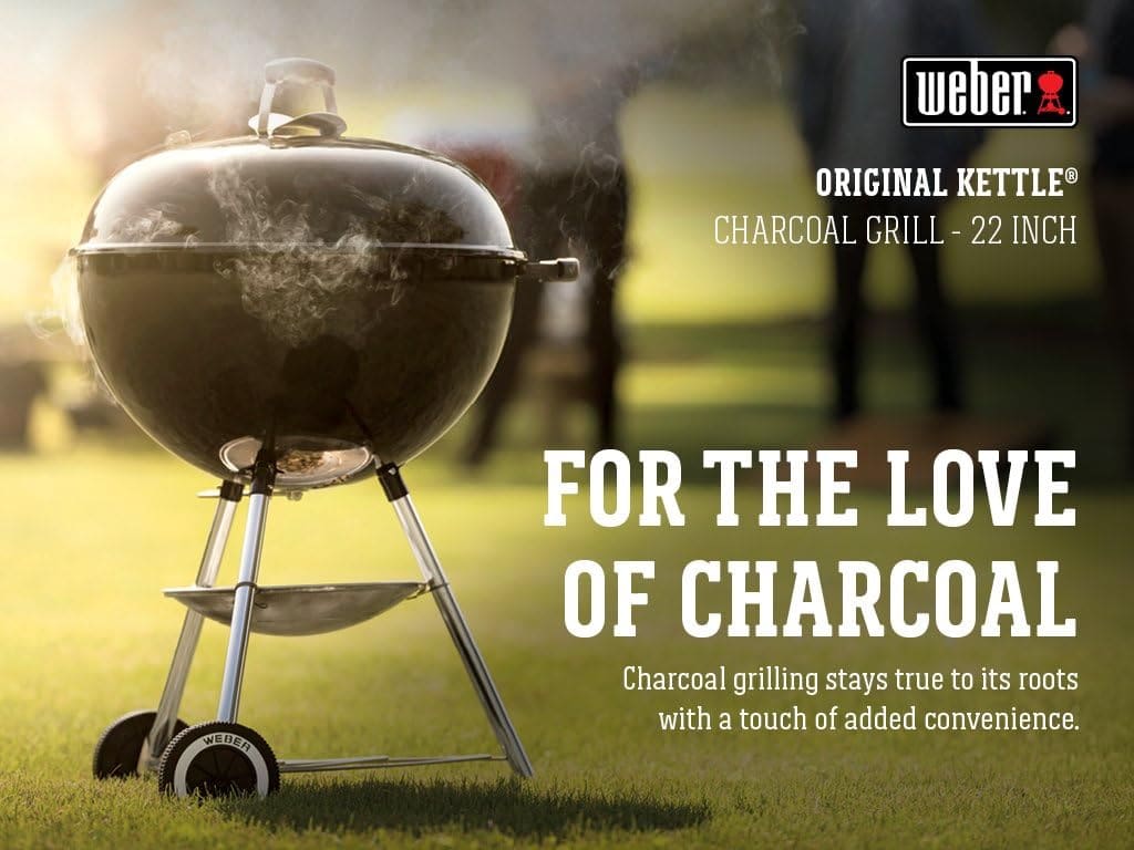 Portable Weber Outdoor BBQ Grill setup in garden