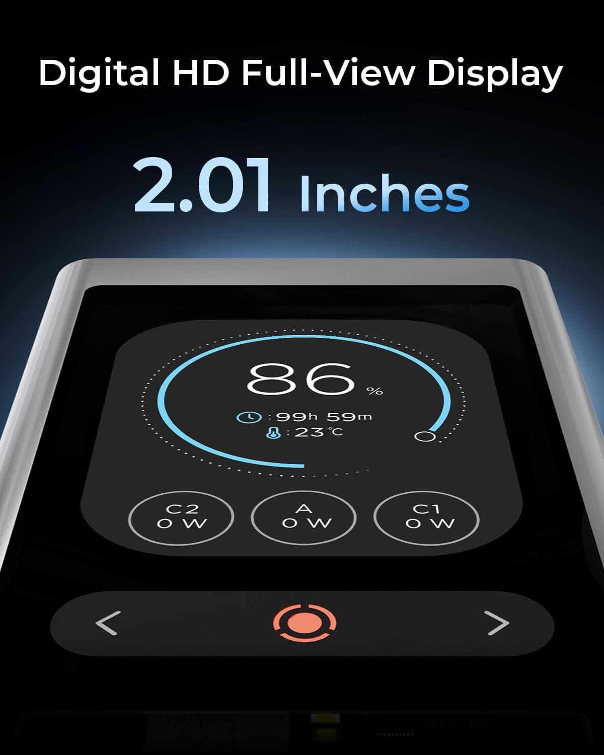 Close-up of Lenovo Power Bank TFT display screen