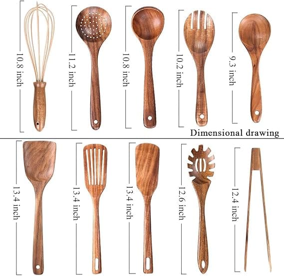 Eco-Friendly Wooden Spoons for Cooking Set