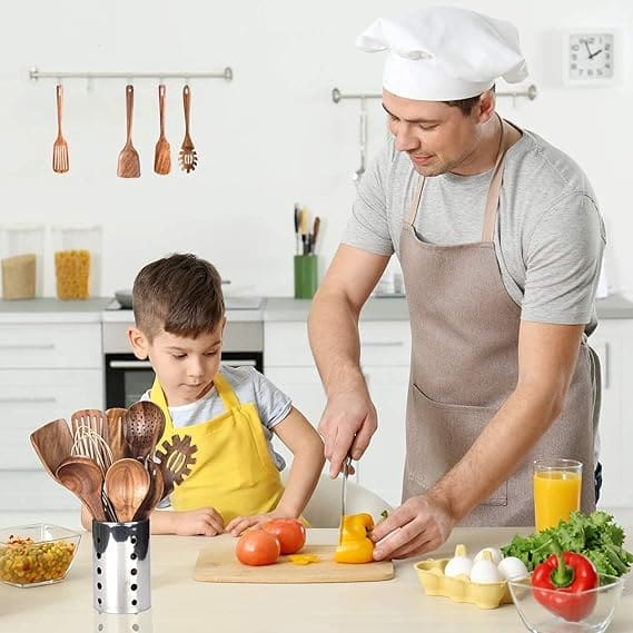 Teak Wooden Spoons for Cooking in Modern Kitchen