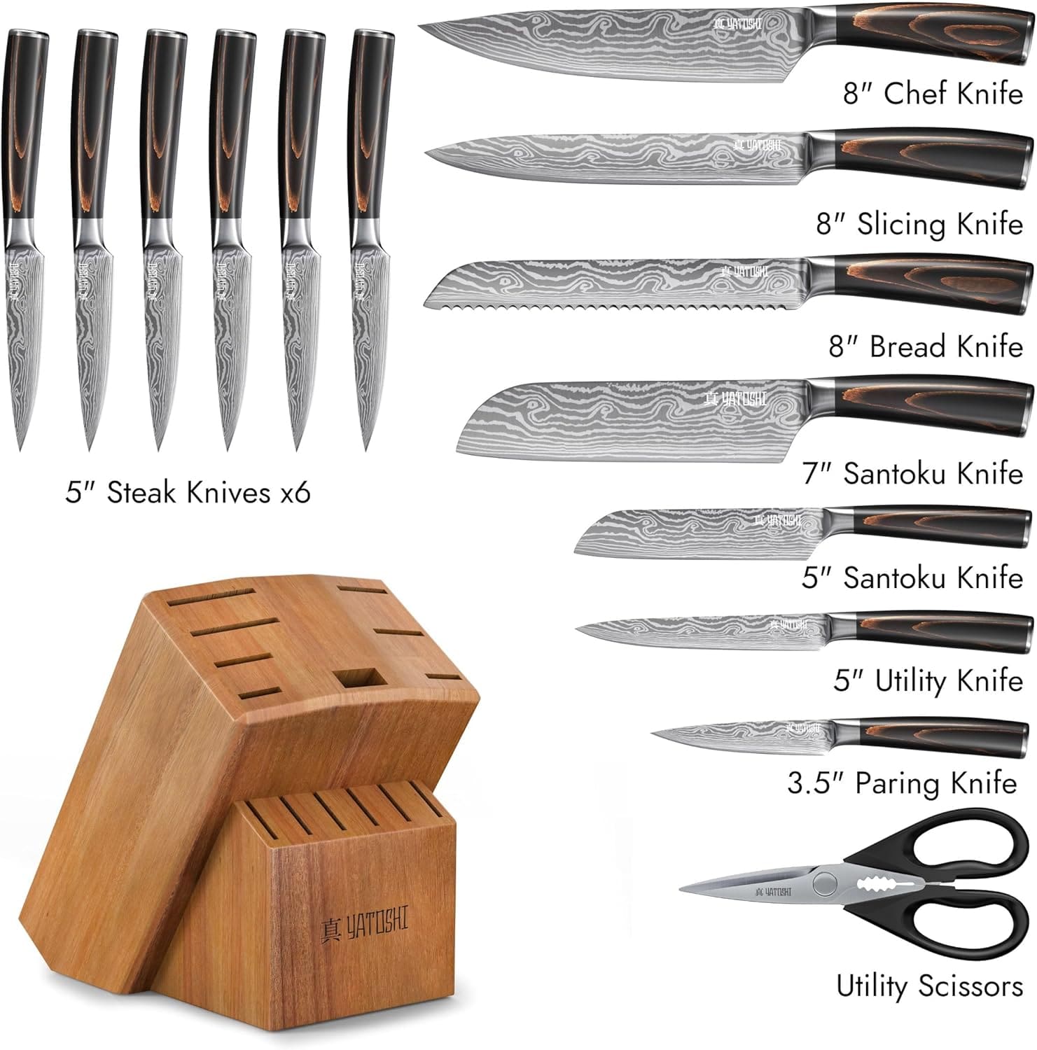 Yatoshi 15 Piece Knife Set Packaging