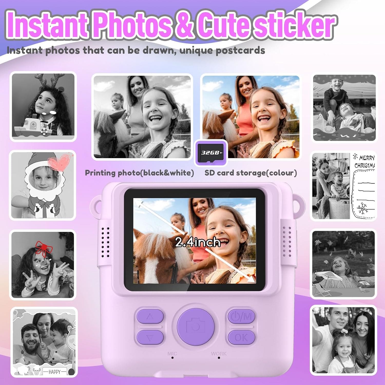 Kids Digital Camera printing photo instantly for kids
