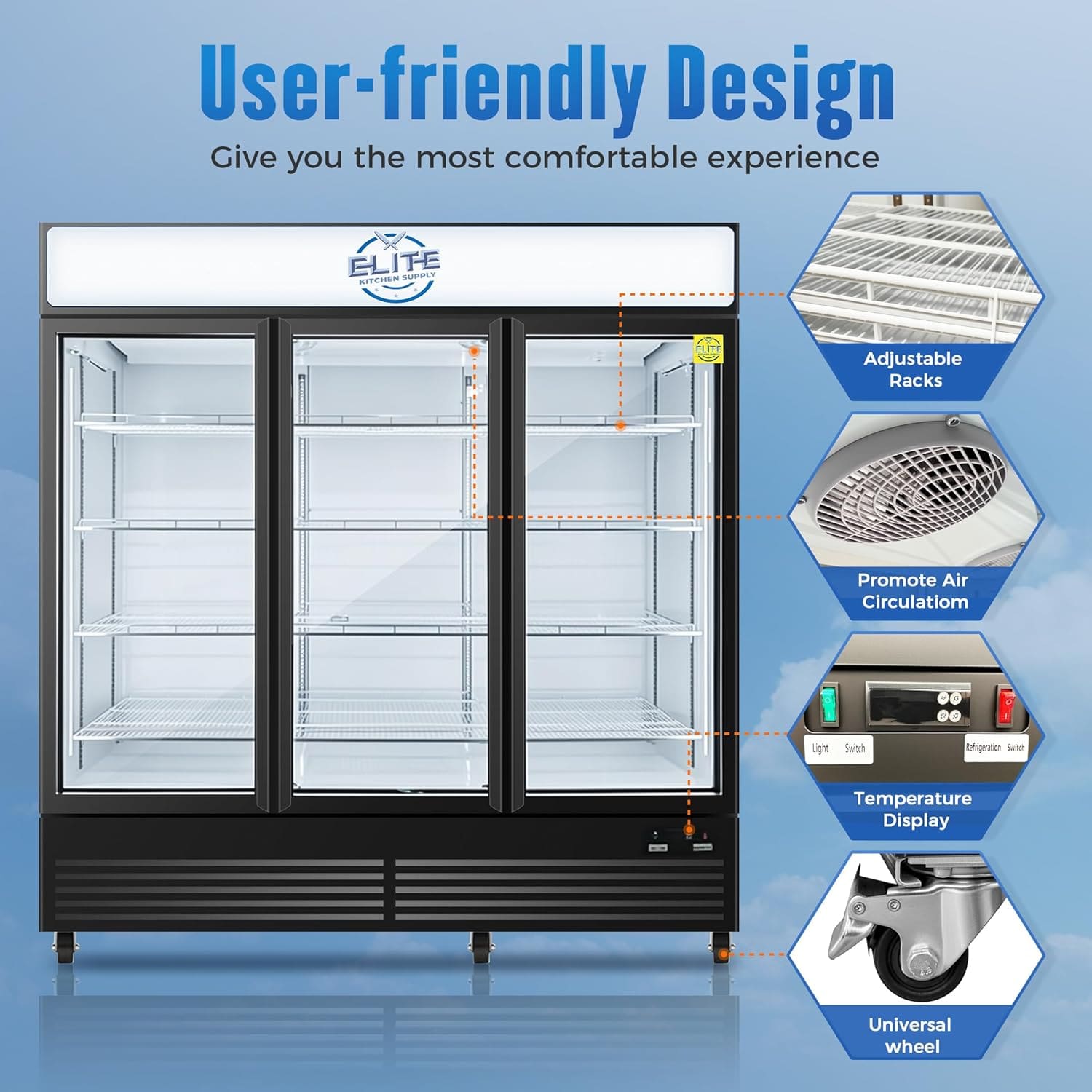 3 Door Commercial Display Refrigerator for Restaurants