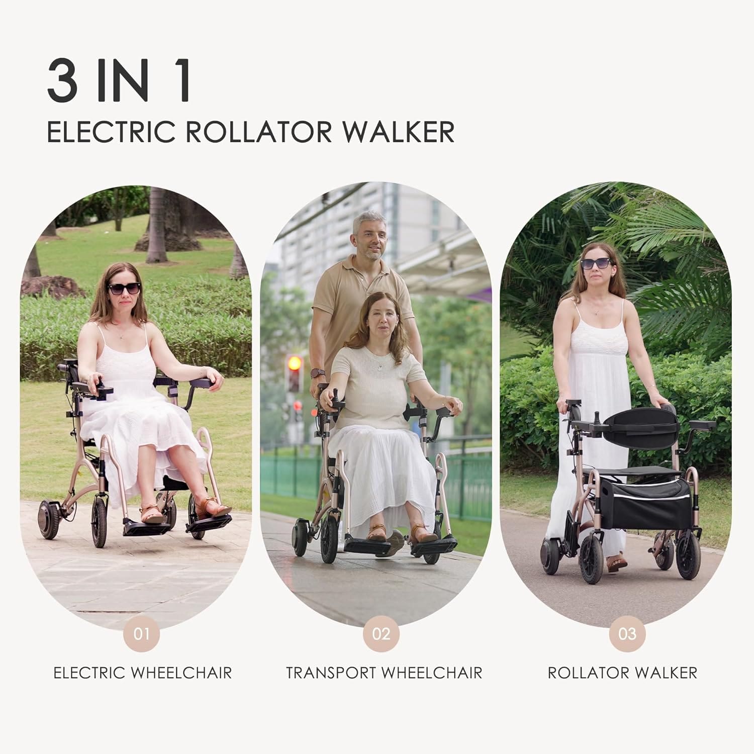 CARLIKE Electric Wheelchair Pink Gold Design