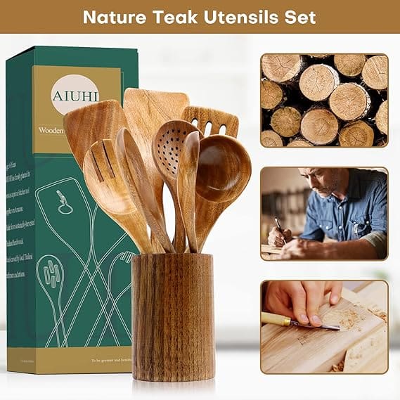 Wooden Spoons for Cooking Gift Set for Kitchen Lovers