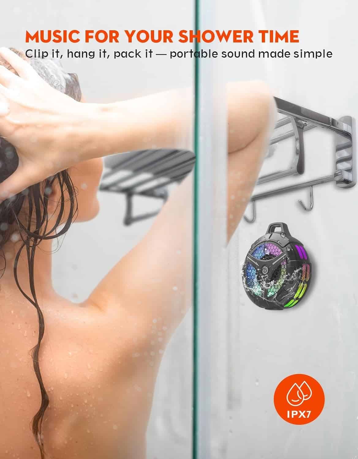 Bluetooth Shower Speaker mounted in shower