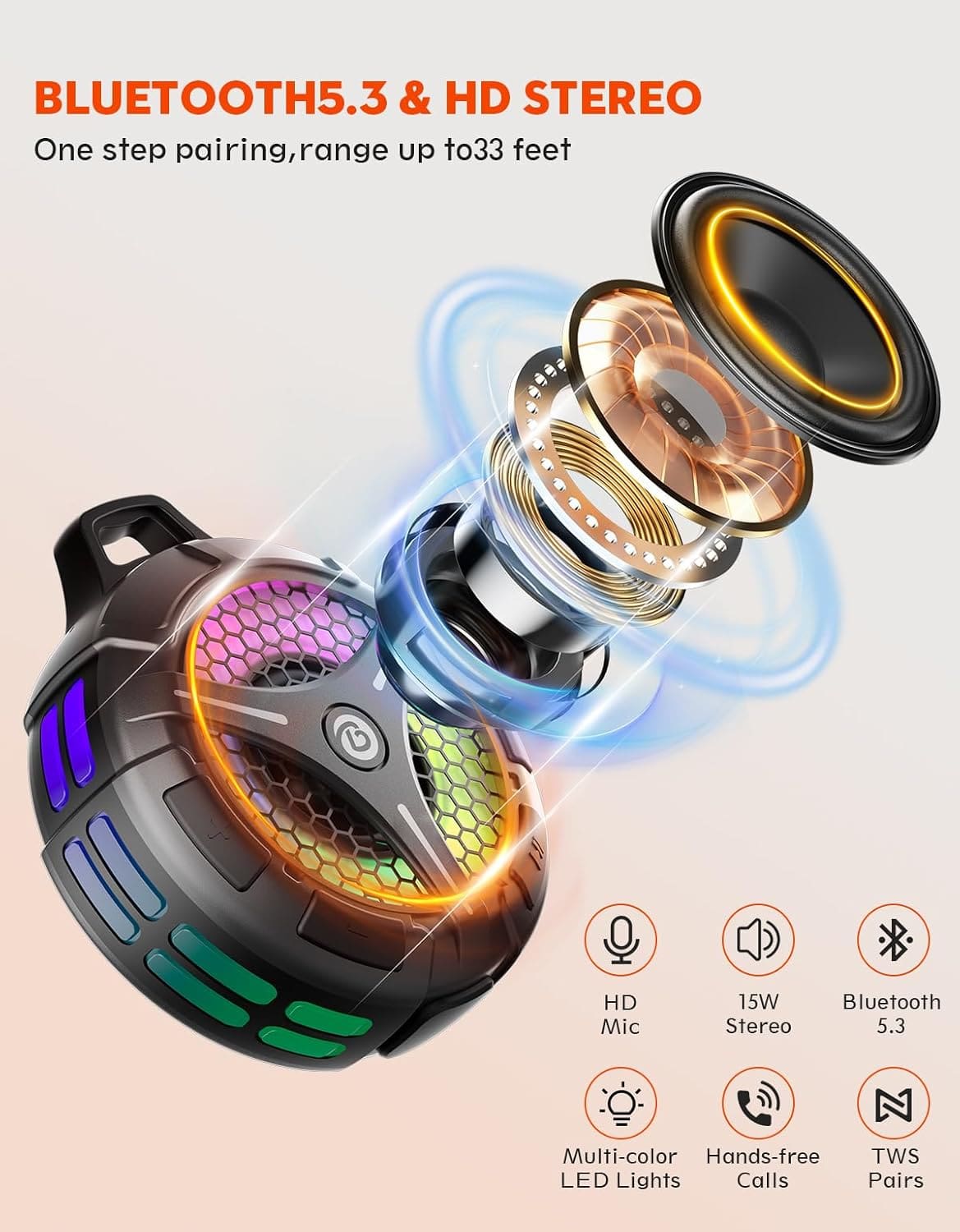 Portable Bluetooth Shower Speaker for outdoor use