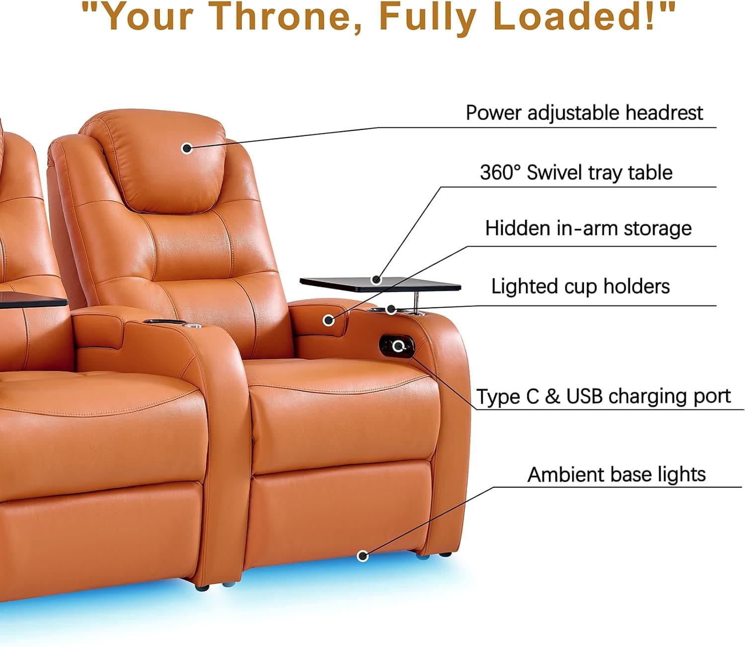 Luxury Home Theater Seating Row of 4 Loveseat
