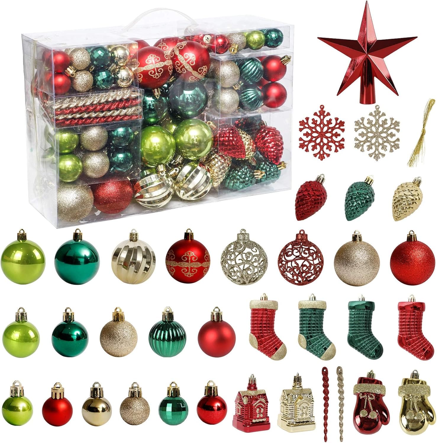 Christmas ornaments bulk pack full 132pcs set