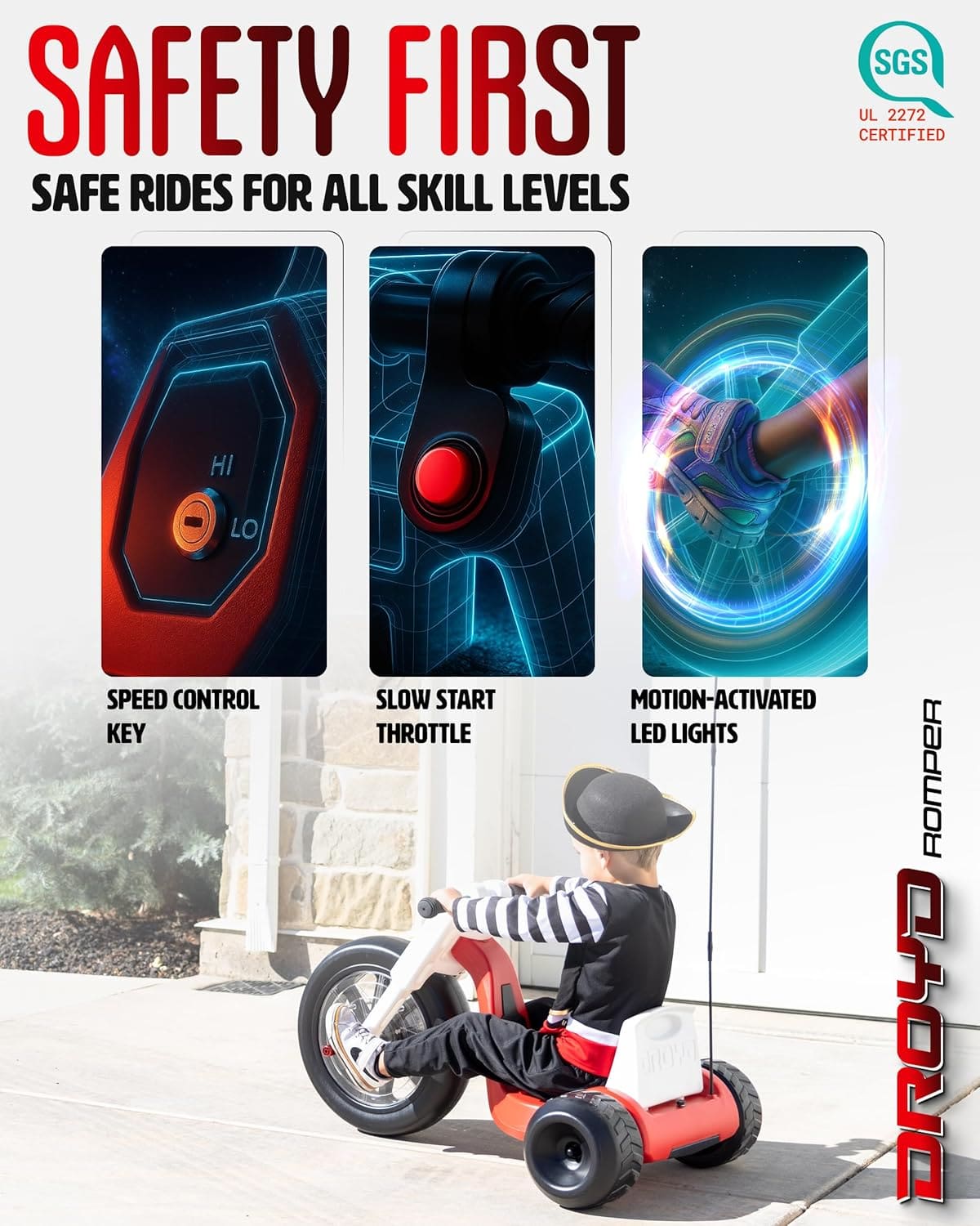 Droyd Romper electric tricycle for kids 3+ seat