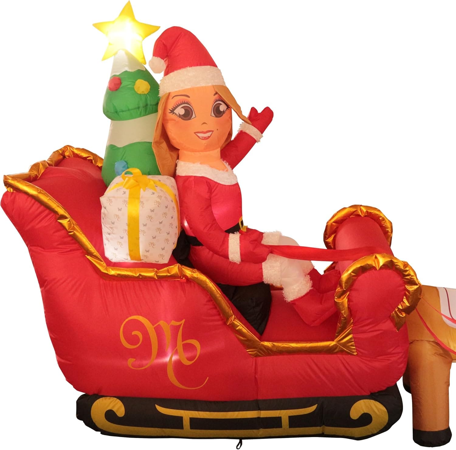 Festive Christmas party lawn decoration with lights