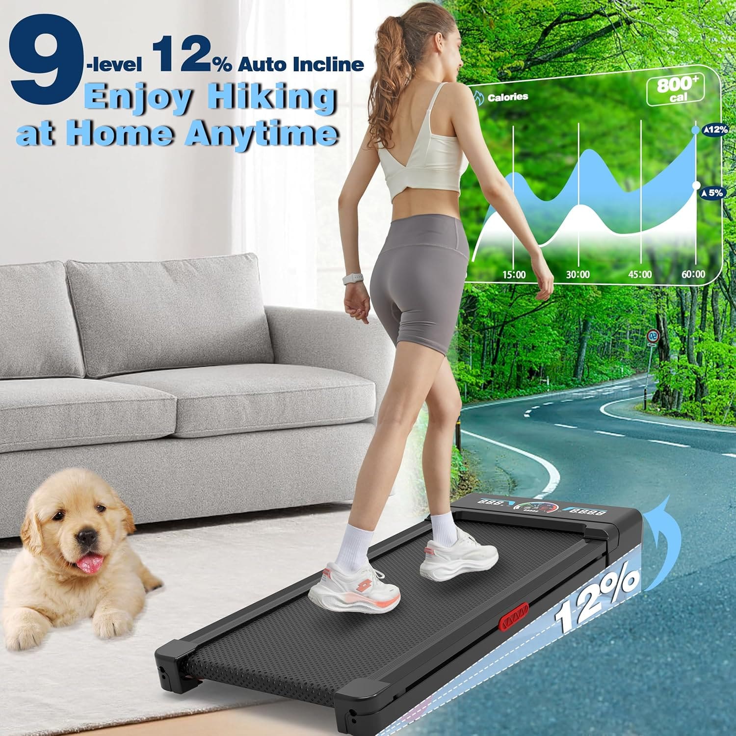 Compact treadmill for home gyms under desk