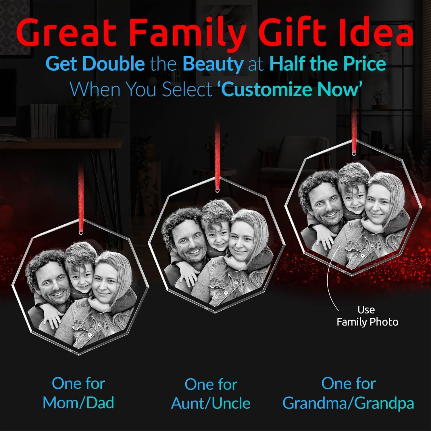 Custom 3D Crystal Photo Ornament for Women