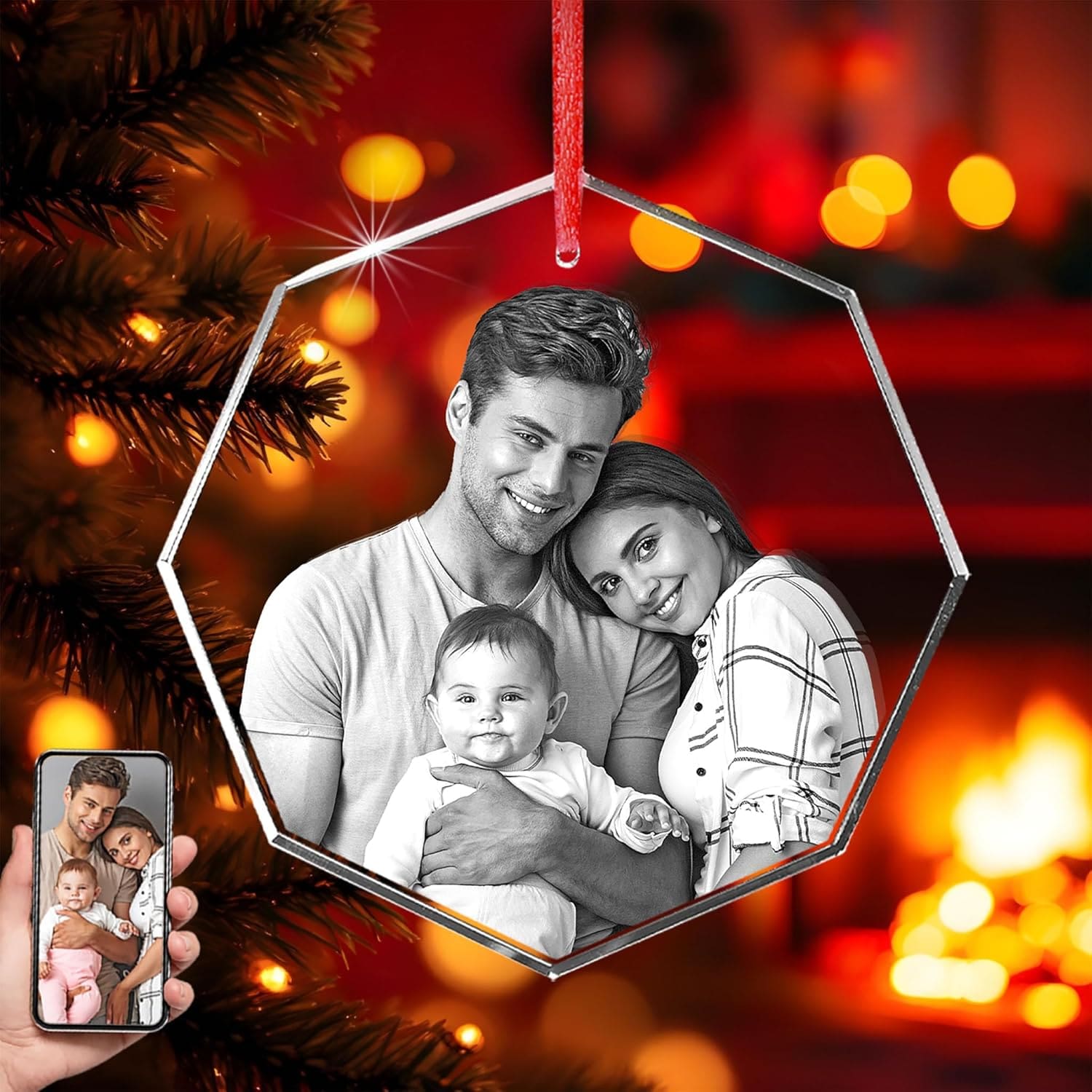 3D Crystal Photo Ornament Christmas Gift