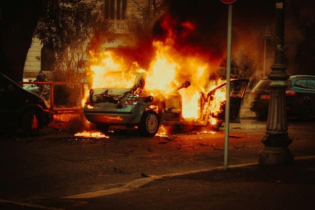Police respond to World Cup bus set alight